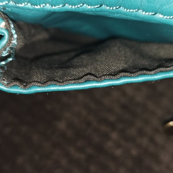 Aqua/Brass Faux Leather Crossbody EUC #245 - Picture 4 of 16